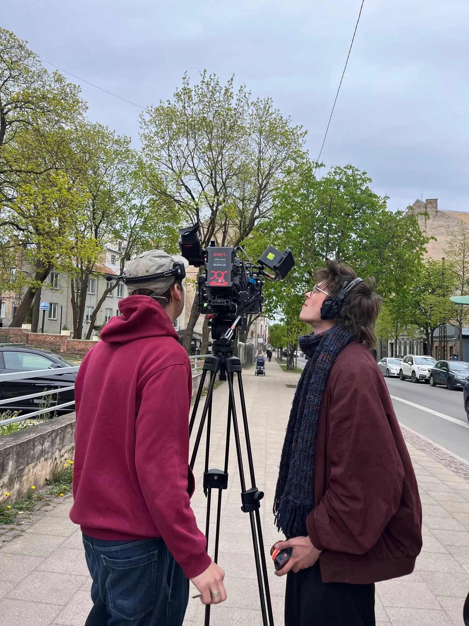 Cinematography setup on a Riga street