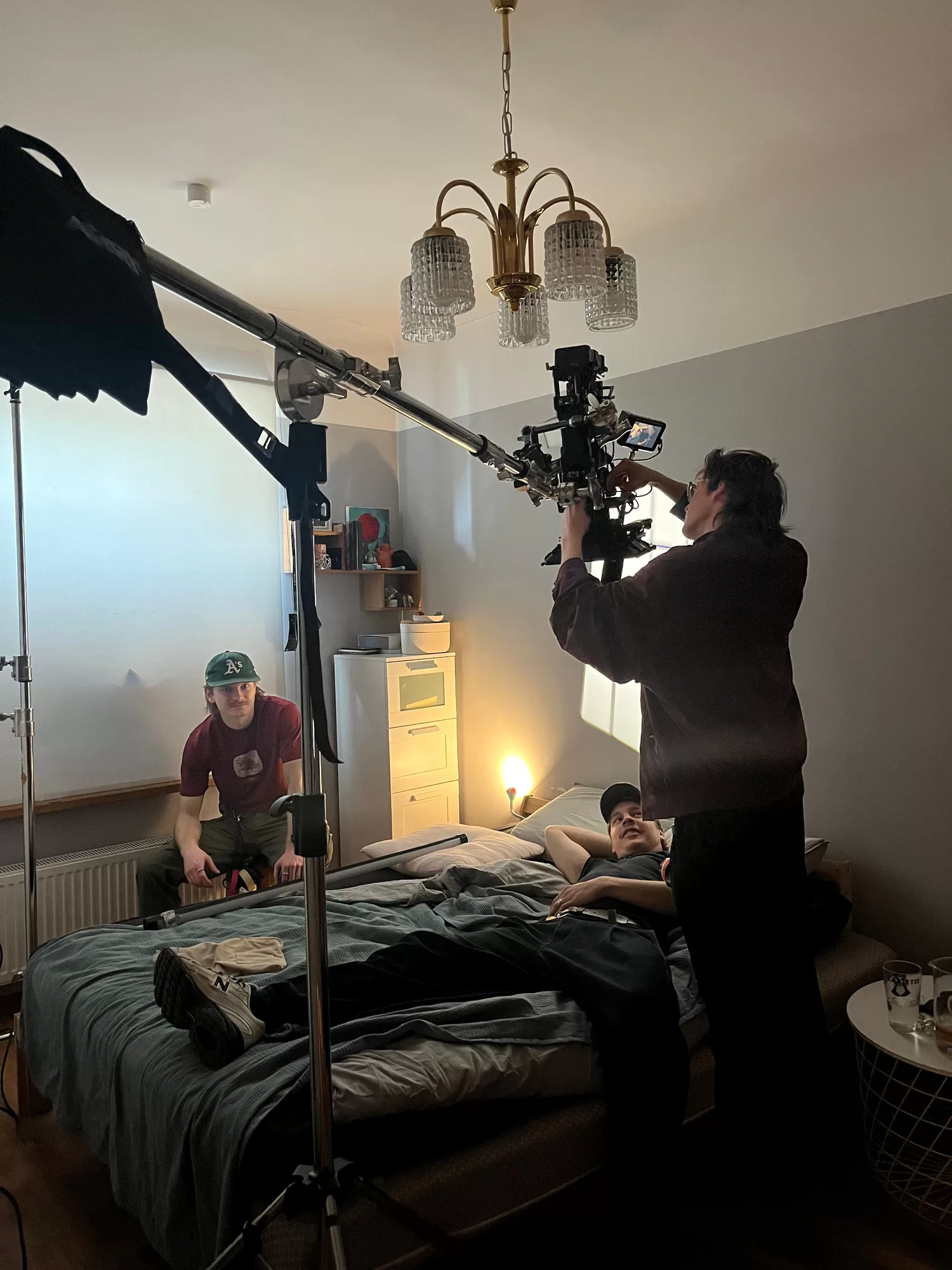 Crew composing the shot